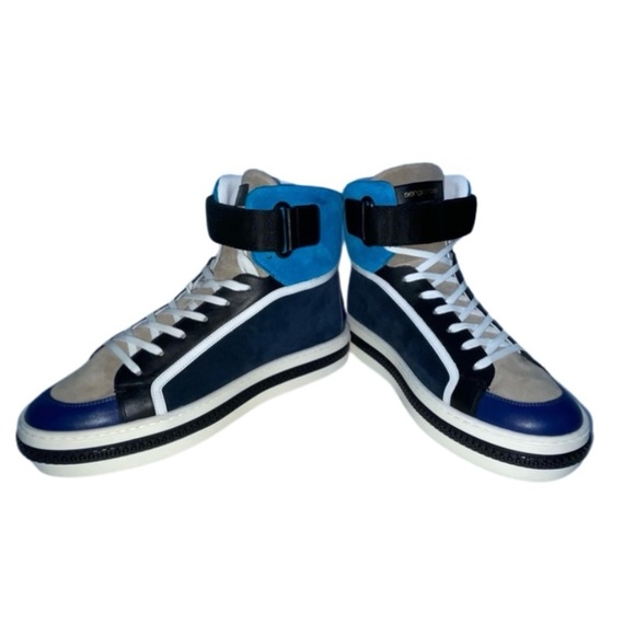 MEN’S Sergio Rossi Navy Blue & Turquoise Sneakers size 40 (7 men’s) - Picture 1 of 7